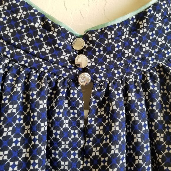 Vince Camuto Halter Neck Blue with Mint trim Printed Blouse S - Picture 6 of 6